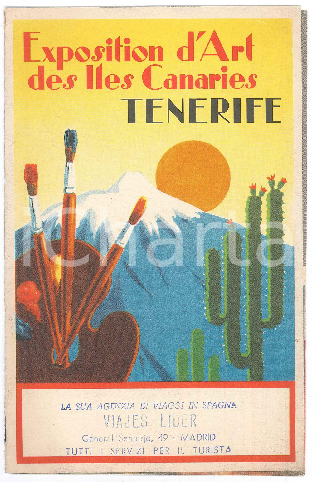 Materiale pubblicitario d’epoca 1955 ca TENERIFE Exposition d art des Iles Canaries VIAJES LIDER MADRID Brochure 1