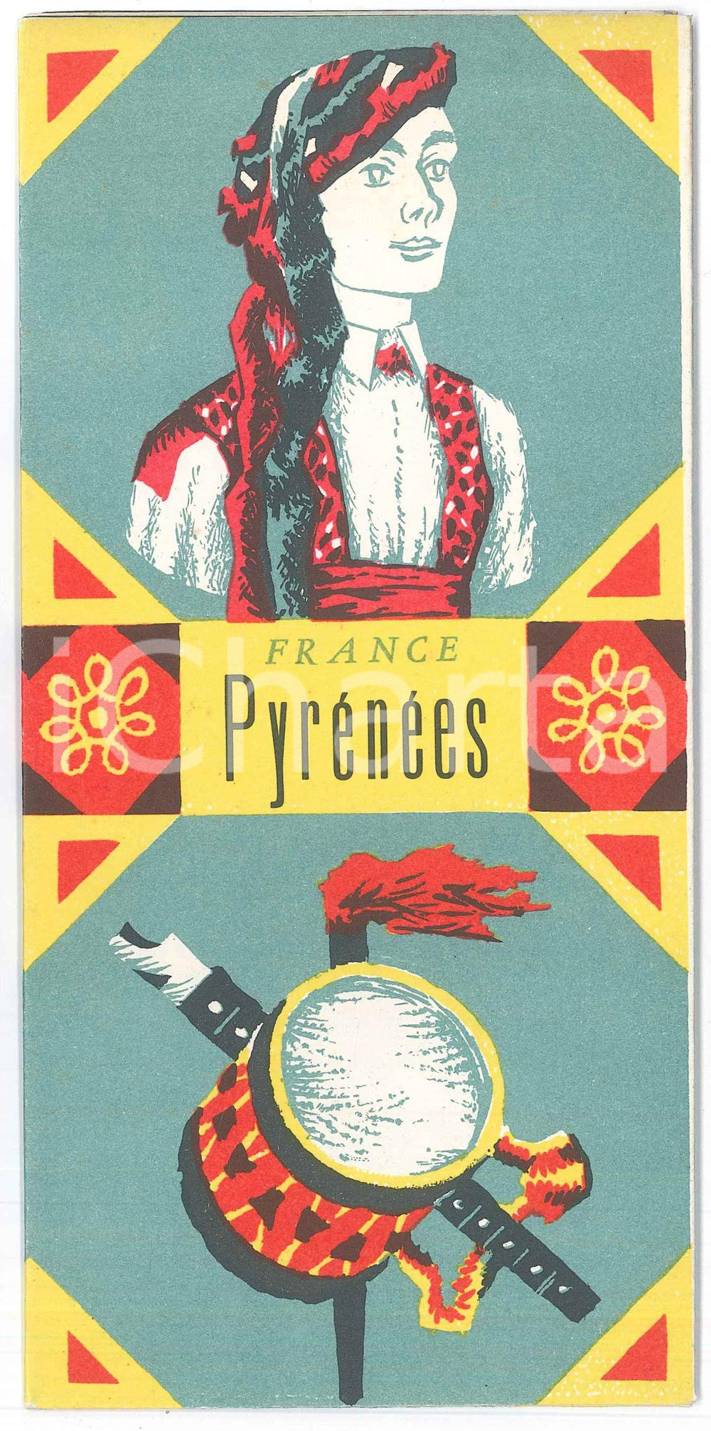 Materiale pubblicitario d’epoca 1960 ca FRANCE  PYRÃ‰NÃ‰ES Brochure illustrata con mappa 10x22 cm 1