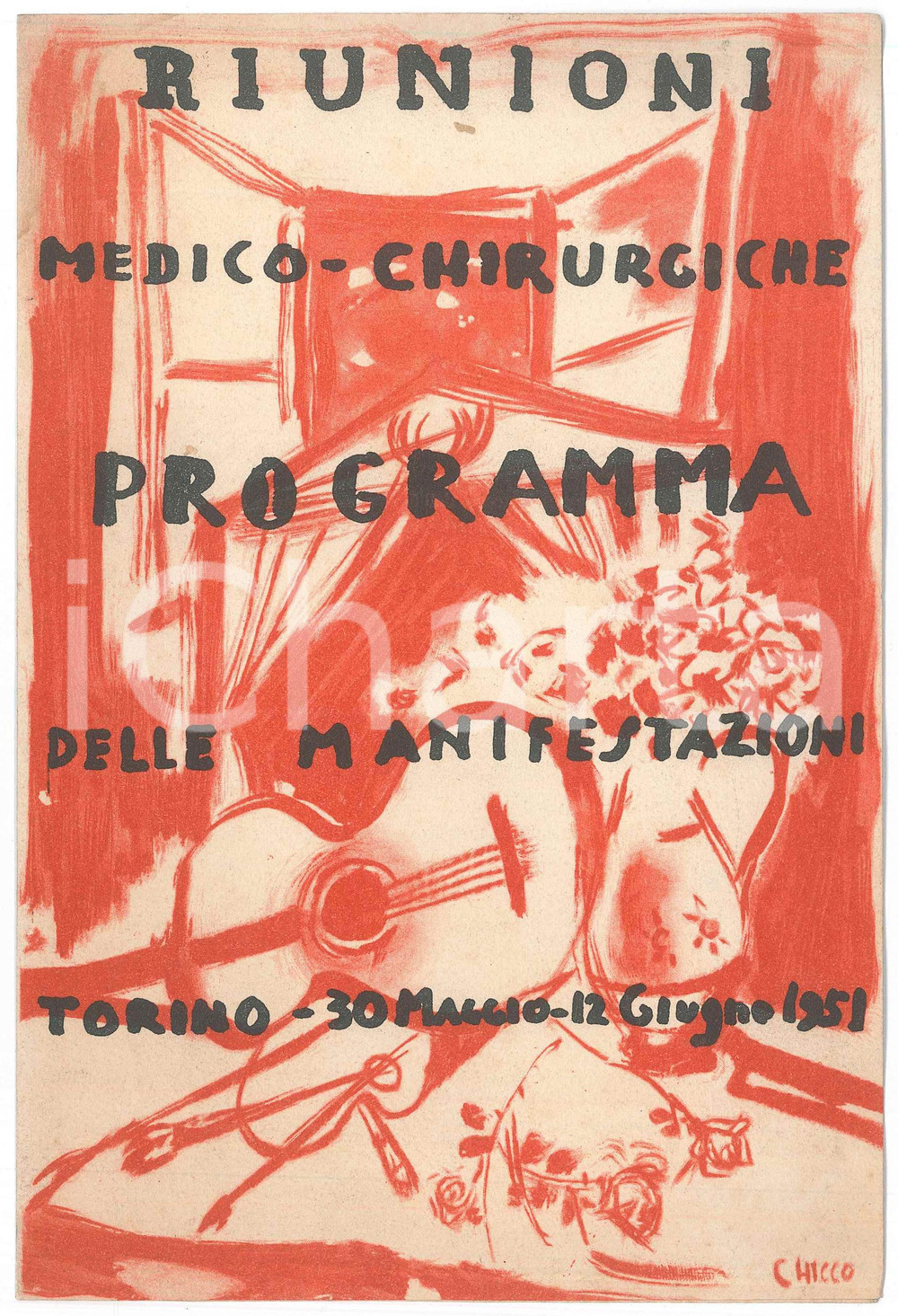 Oggetto da collezione cartaceo 1951 TORINO Riunioni medicochirurgiche  Programma manifestazioni 15x23 cm 1