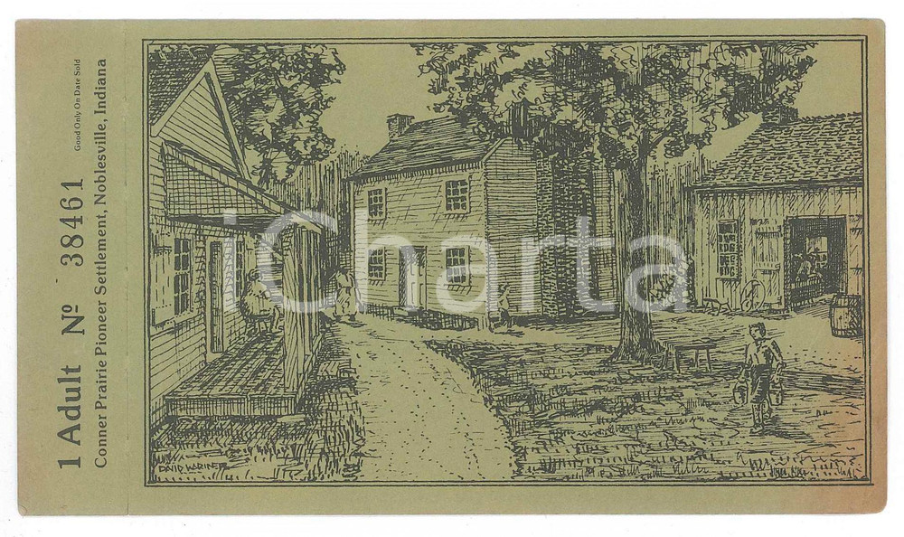 Oggetto da collezione cartaceo 1976 NOBLESVILLE INDIANA Conner Prairie Pioneer Settlement  Ticket 1