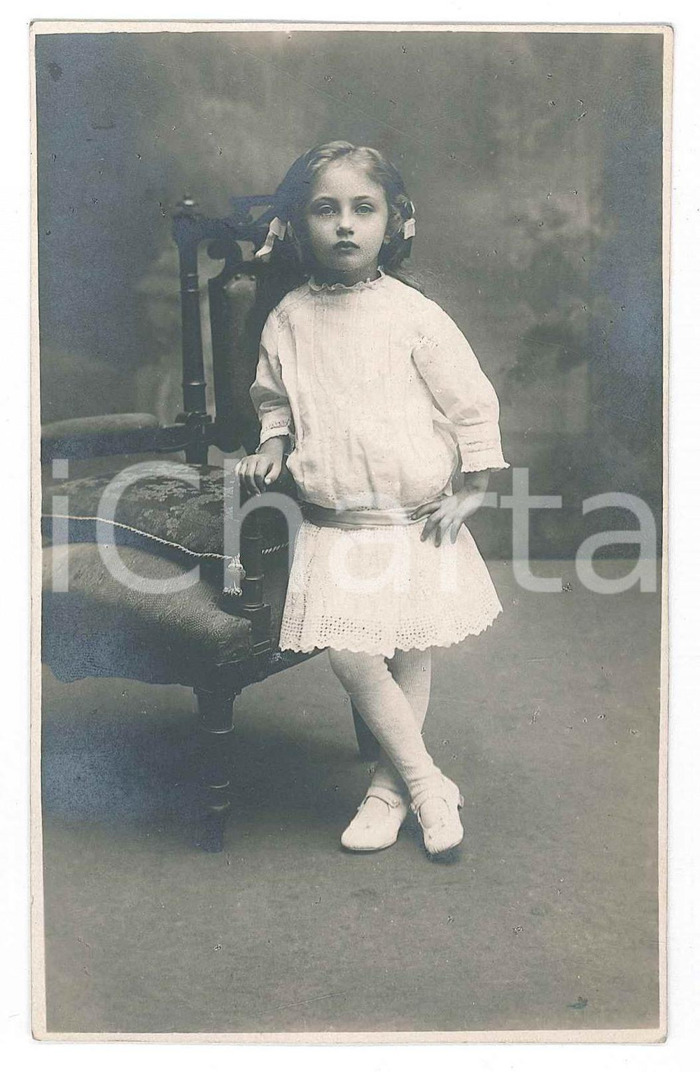 Cartolina originale da collezione 1910 ca MILANO Corso Genova  Ritratto di bambina  Foto A. BASSI 1