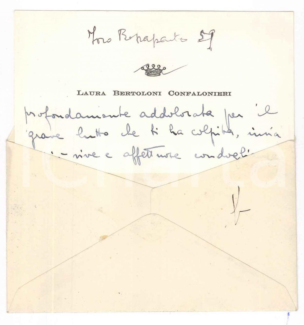 Autografo originale 1955 MILANO Laura BERTOLONI CONFALONIERI  Biglietto AUTOGRAFO 1