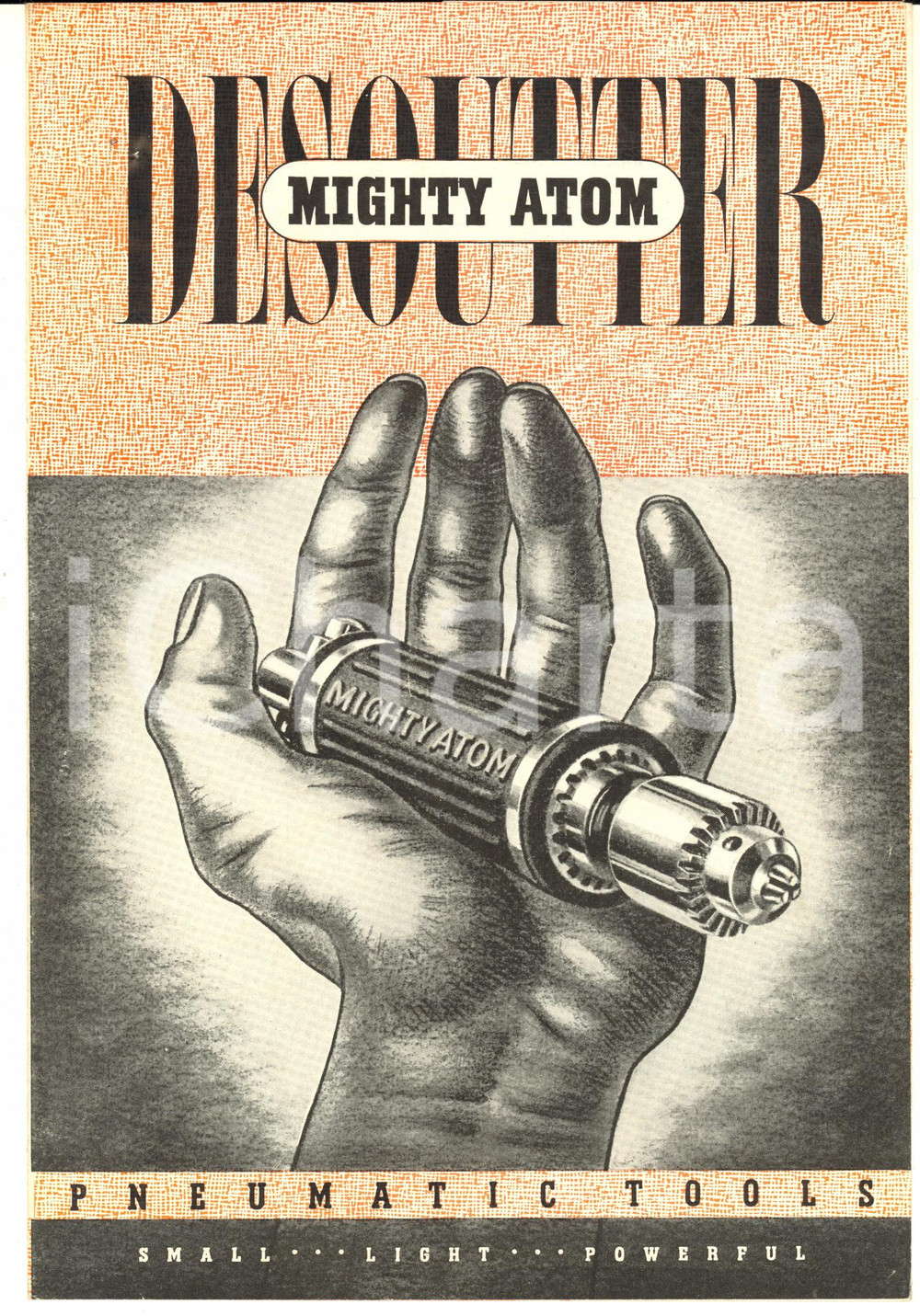 Materiale pubblicitario d’epoca 1945 LONDON  DESOUTTER Bros  Mighty Atom  Pneumatic tools Brochure 1