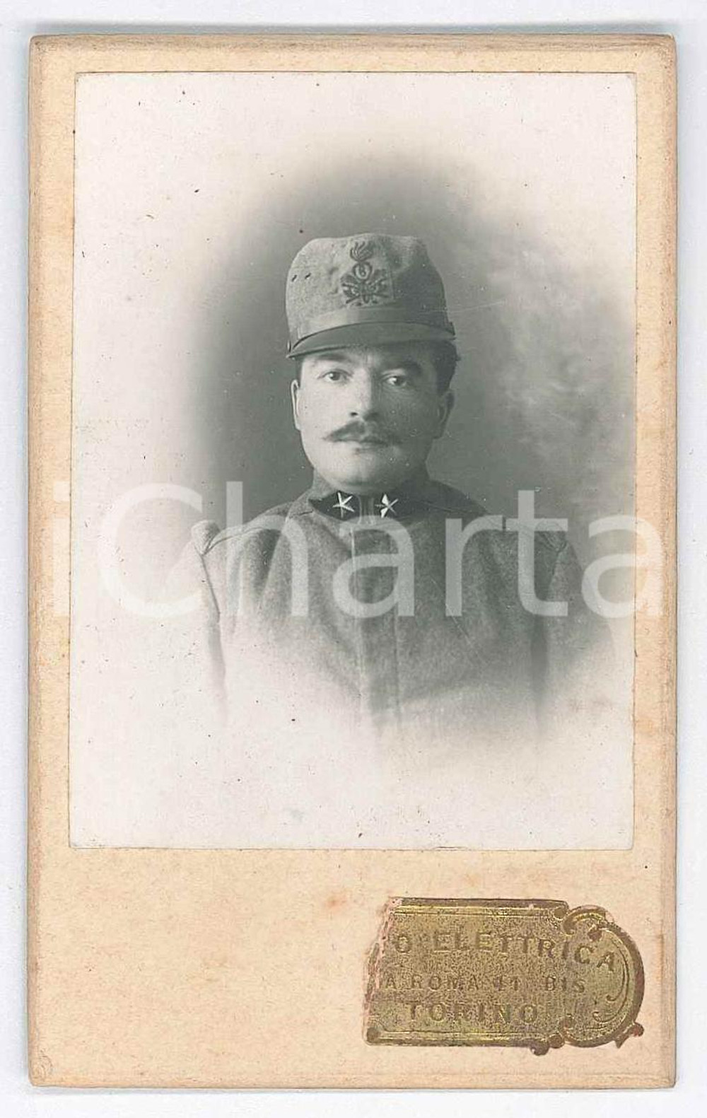 Fotografia d epoca originale 1900 ca REGIO ESERCITO  TORINO  Ufficiale 6Â° reggimento GENIO Foto CDV 1