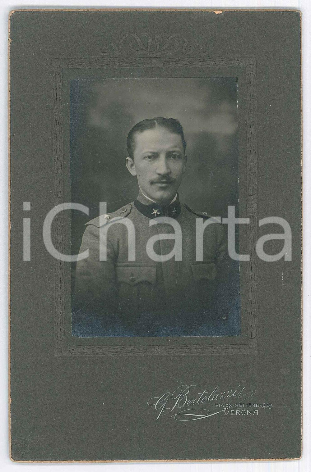 Fotografia d epoca originale 1910 ca REGIO ESERCITO  VERONA  Ritratto di ufficiale 2 Foto G. BERTOLAZZI 1