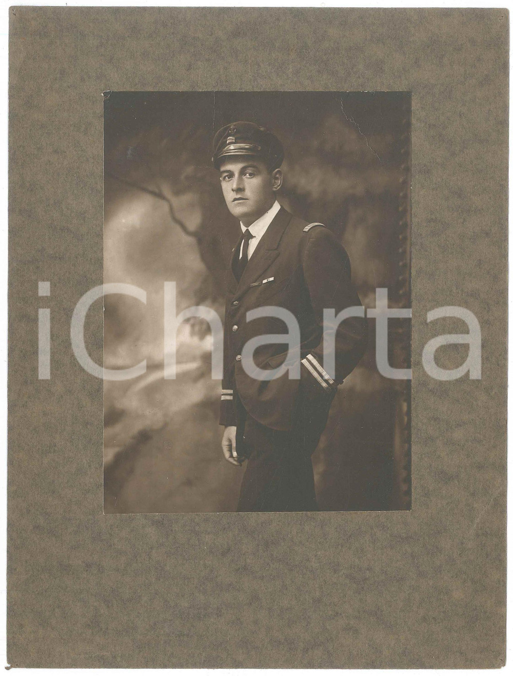 Fotografia d epoca originale 1930 ca REGIA MARINA  ITALIA  Ritratto di ufficiale  Foto 18x25 cm 1