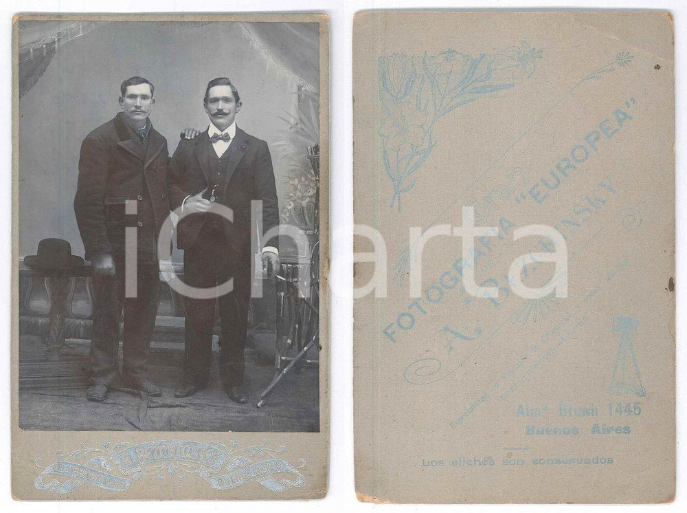 Fotografia d epoca originale 1920 ca BUENOS AIRES ARGENTINA Ritratto di due fratelli Foto A. BEZCHINSKY 1
