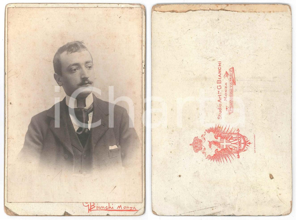 Fotografia d epoca originale 1910 ca MONZA Ritratto di giovane uomo Foto Gerardo BIANCHI 11x16 cm 1