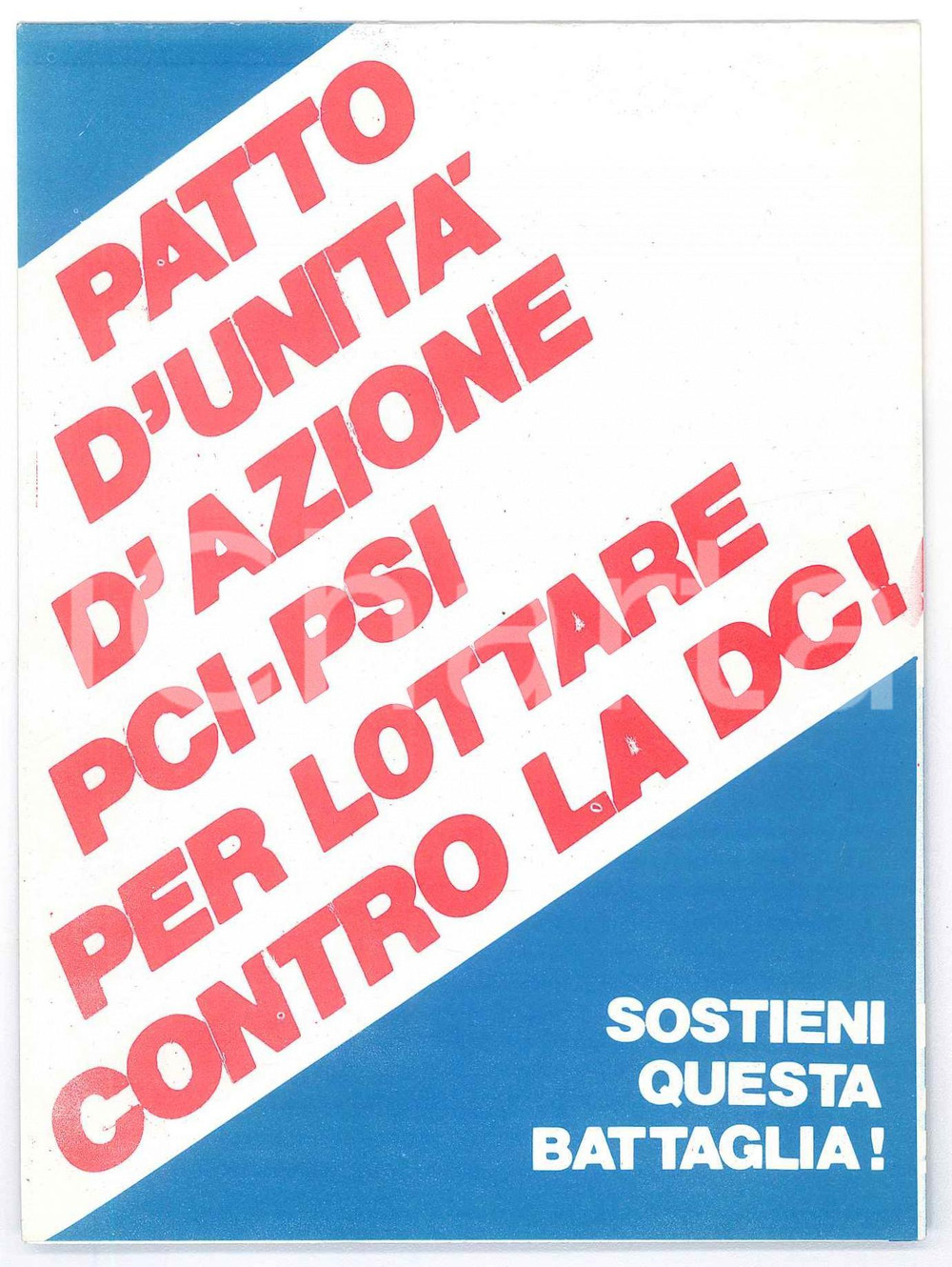 Materiale pubblicitario d’epoca 1980 LEGA SOCIALISTA RIVOLUZIONARIA Patto PCIPSI contro la DC Pieghevole 1