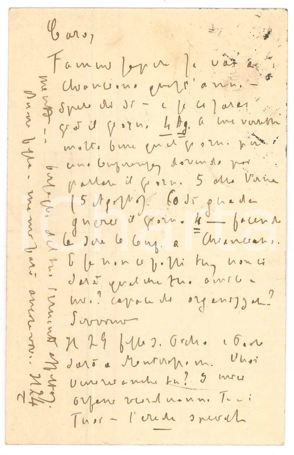 Autografo originale 1926 PRATO Padre Giovanni SEMERIA  Conferenze a Chianciano Cartolina AUTOGRAFA 1