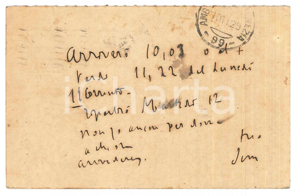 Autografo originale 1929 MILANO Padre Giovanni SEMERIA  Visita a Padova Cartolina AUTOGRAFA 1