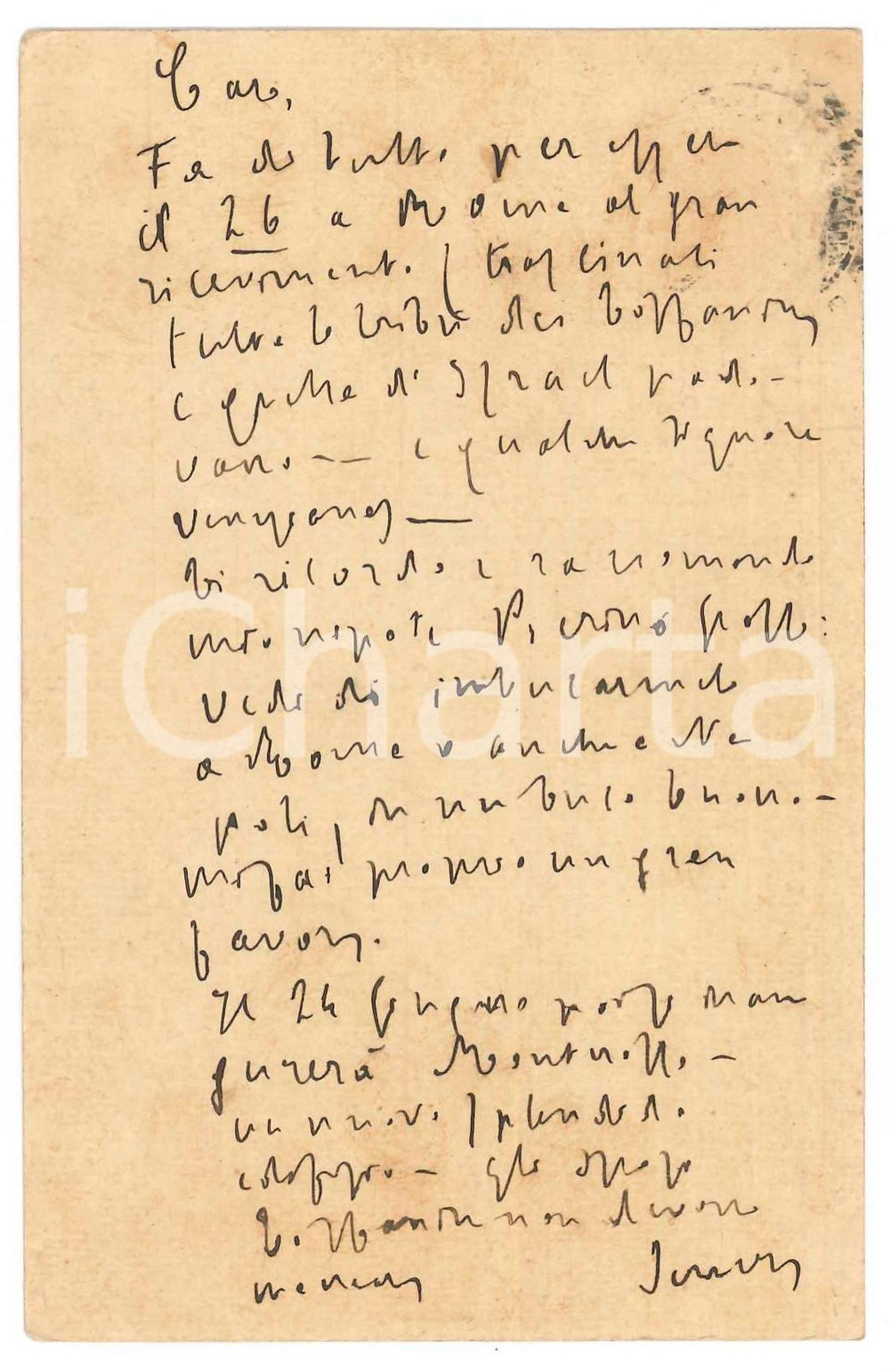 Autografo originale 1928 Padre Giovanni SEMERIA raccomanda il nipote Piero  AUTOGRAFO 1