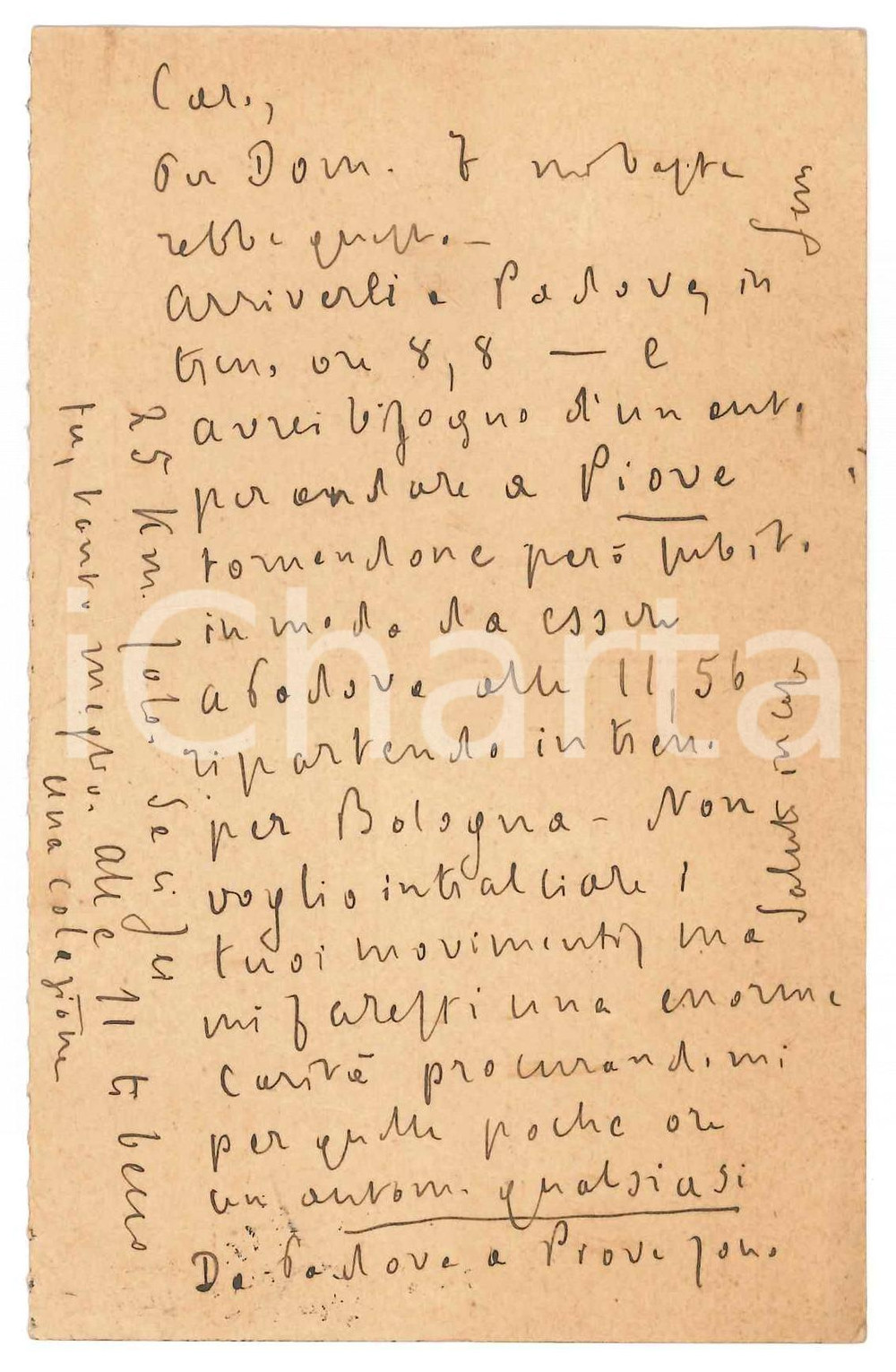 Autografo originale 1928 RIMINI Padre Giovanni SEMERIA a Padova e a Bologna Cartolina AUTOGRAFA 1