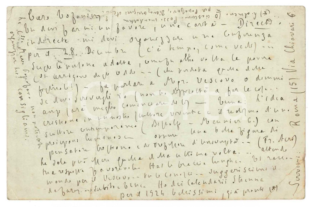 Autografo originale 1923 SAINTGILLES Padre Giovanni SEMERIA chiede aiuto per conferenza AUTOGRAFO 1