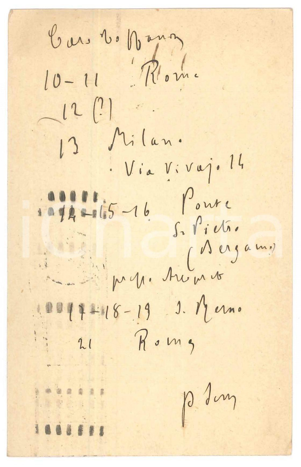 Autografo originale 1926 ROMA Padre Giovanni SEMERIA  Programma conferenze  Cartolina AUTOGRAFA 1