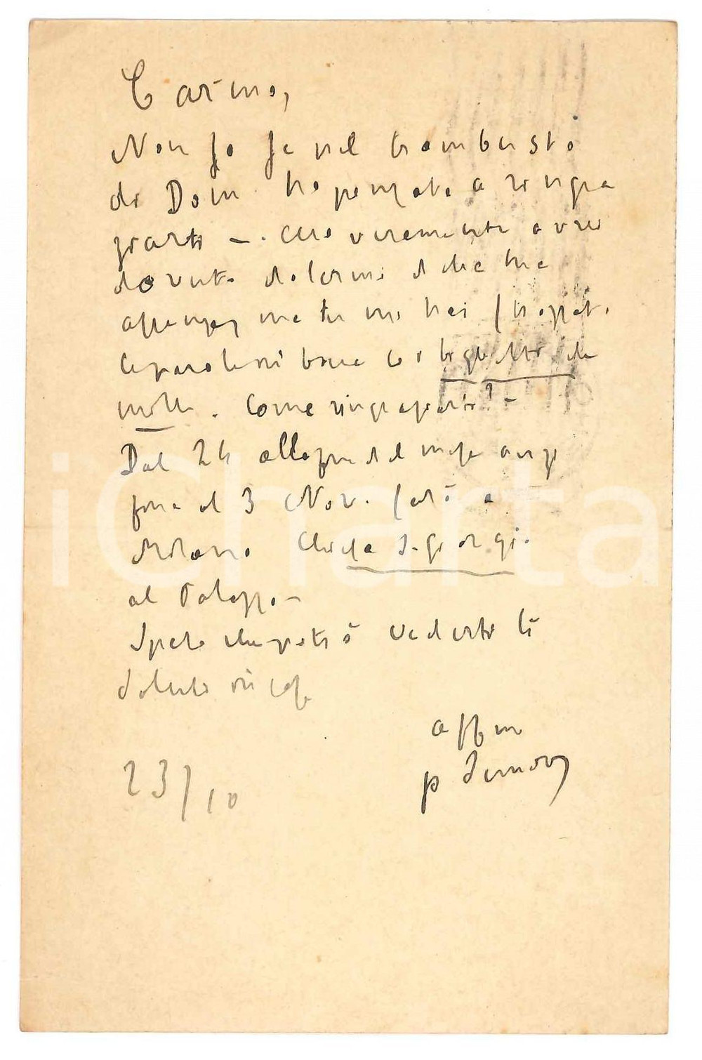 Autografo originale 1930 GENOVA Padre Giovanni SEMERIA  Cartolina per ringraziamento  AUTOGRAFO 1