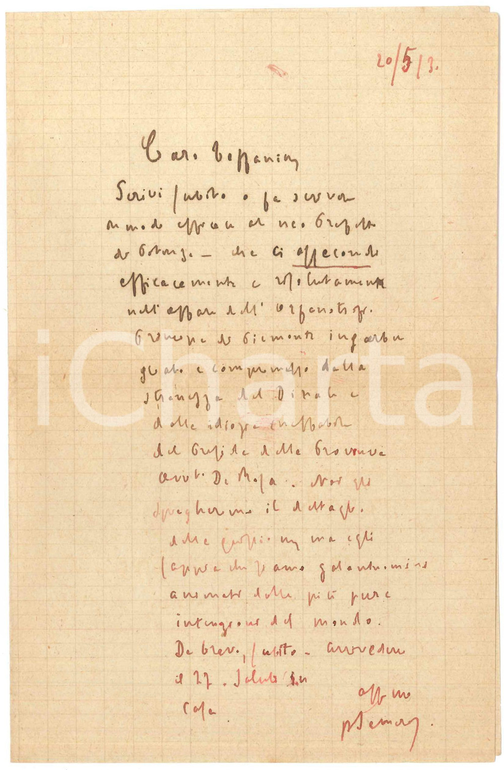 Autografo originale 1930 ca s.l. Padre Giovanni SEMERIA cerca sostegno per l orfanotrofio AUTOGRAFO 1