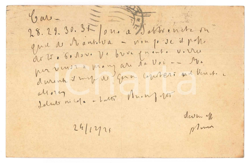 Autografo originale 1929 TORINO Padre Giovanni SEMERIA  Cartolina per visita Padova  AUTOGRAFO 1