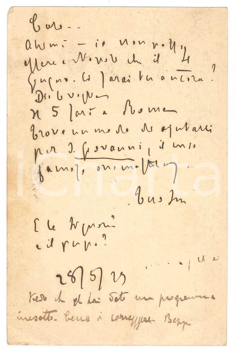 Autografo originale 1929 FERMO Padre Giovanni SEMERIA  Cartolina future conferenze  AUTOGRAFO 1