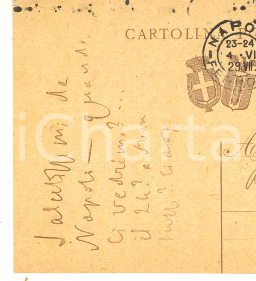 Autografo originale 1929 NAPOLI Padre Giovanni SEMERIA  Cartolina saluti  AUTOGRAFO 1