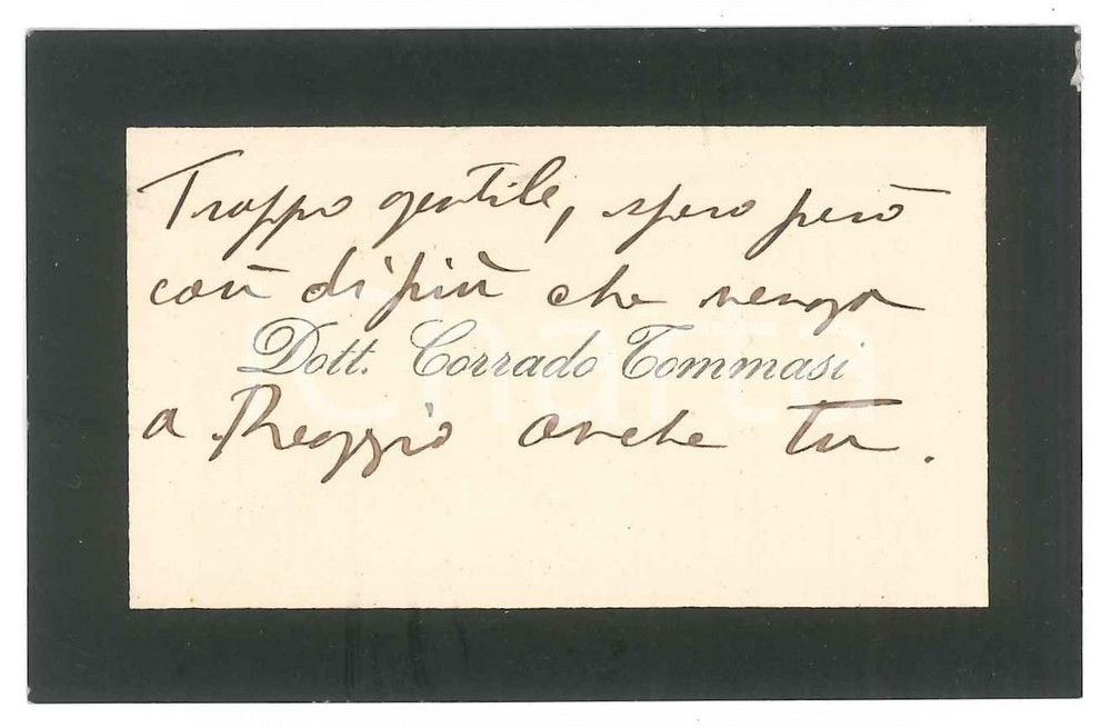 Oggetto da collezione cartaceo 1910 ca PADOVA Dott. Corrado TOMMASI  Biglietto da visita autografo 1