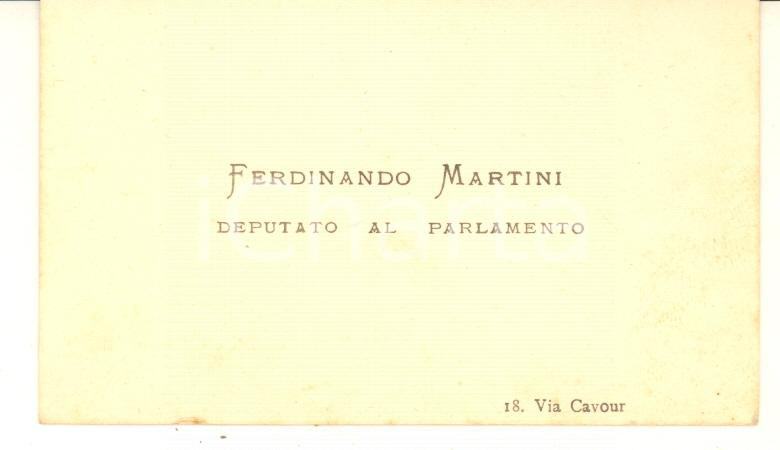 Oggetto da collezione cartaceo 1910 ca Ferdinando MARTINI Deputato al Parlamento  Biglietto da visita 1