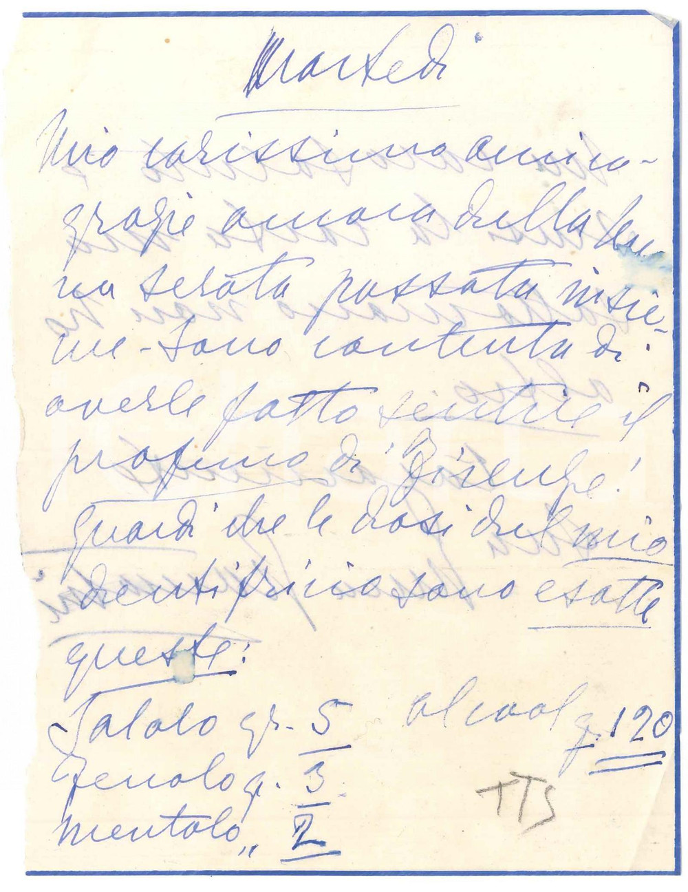 Autografo originale 1950 ca Emma GRAMATICA Le ho fatto sentire il profumo di Firenze Autografo 1