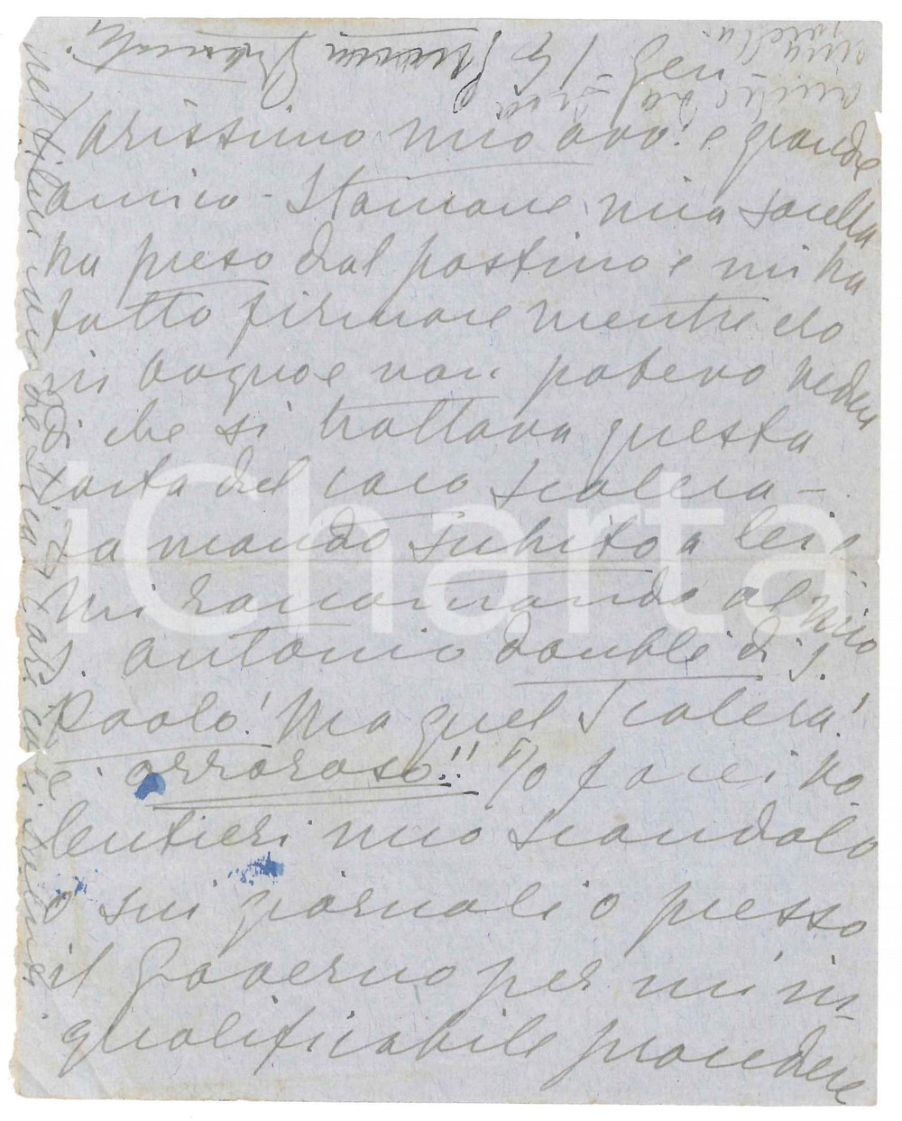 Autografo originale 1950 ca Lettera Emma GRAMATICA Io farei uno scandalo sui giornali AUTOGRAFO 1