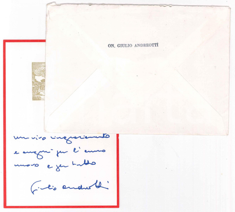 Autografo originale Natale 1989 ROMA  Giulio ANDREOTTI  Biglietto AUTOGRAFO auguri 1