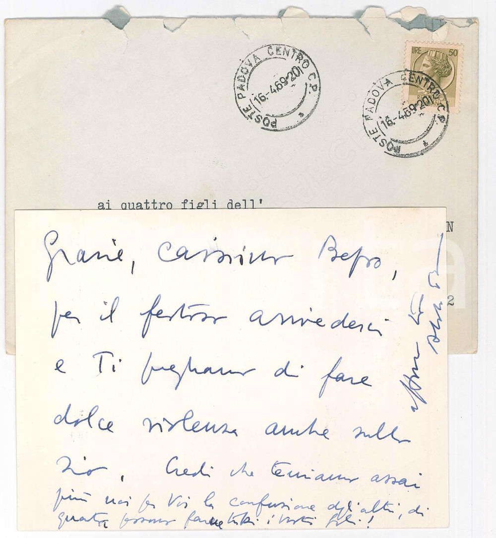 Autografo originale 1969 CURIA LUXEMBOURG Biglietto invito prof. Alberto TRABUCCHI  Autografo 1