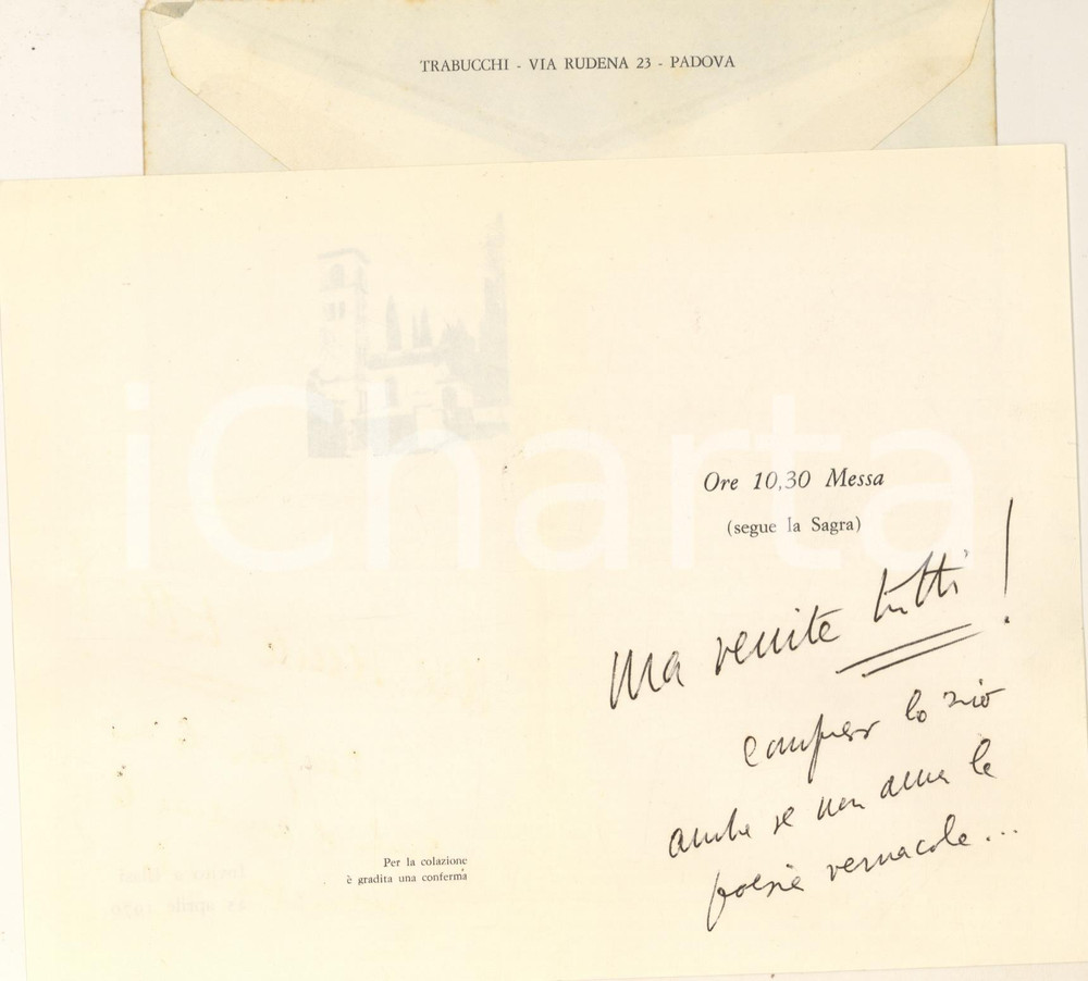 Autografo originale 1970 ILLASI VR Prof. Alberto TRABUCCHI  Biglietto da visita autografo 1