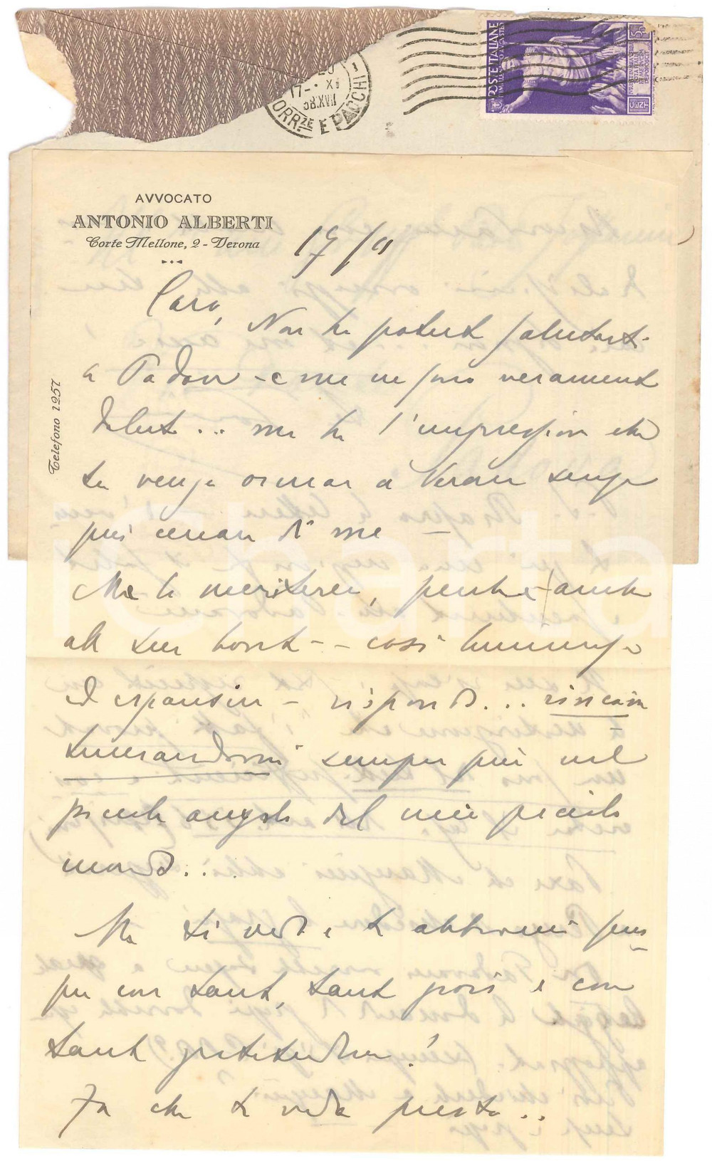 Autografo originale 1938 VERONA Antonio ALBERTI Nel piccolo angolo del mio piccolo mondo AUTOGRAFO 1