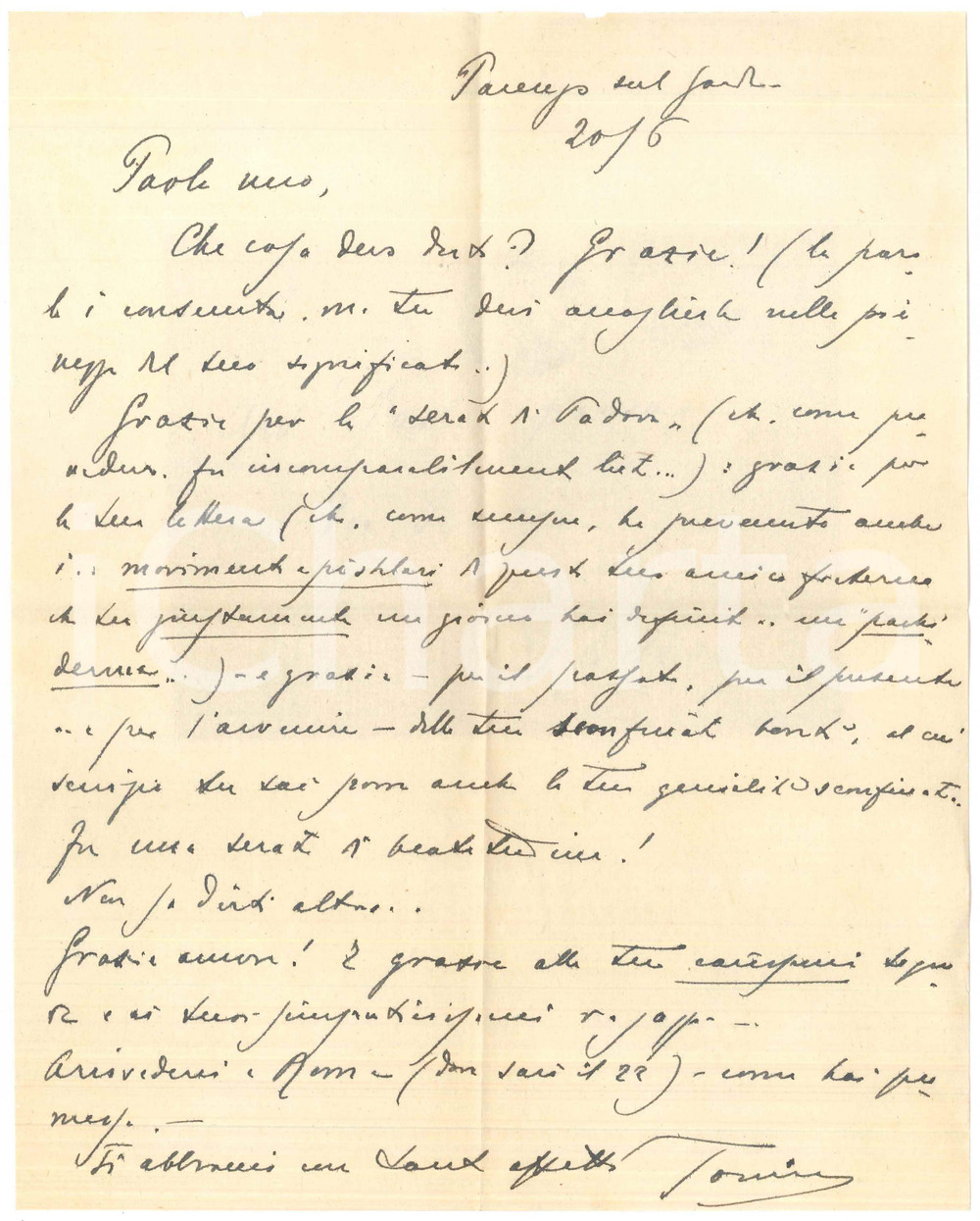 Autografo originale 1946 PACENGO VR Antonio ALBERTI  Grazie per le serate di Padova  AUTOGRAFO 1
