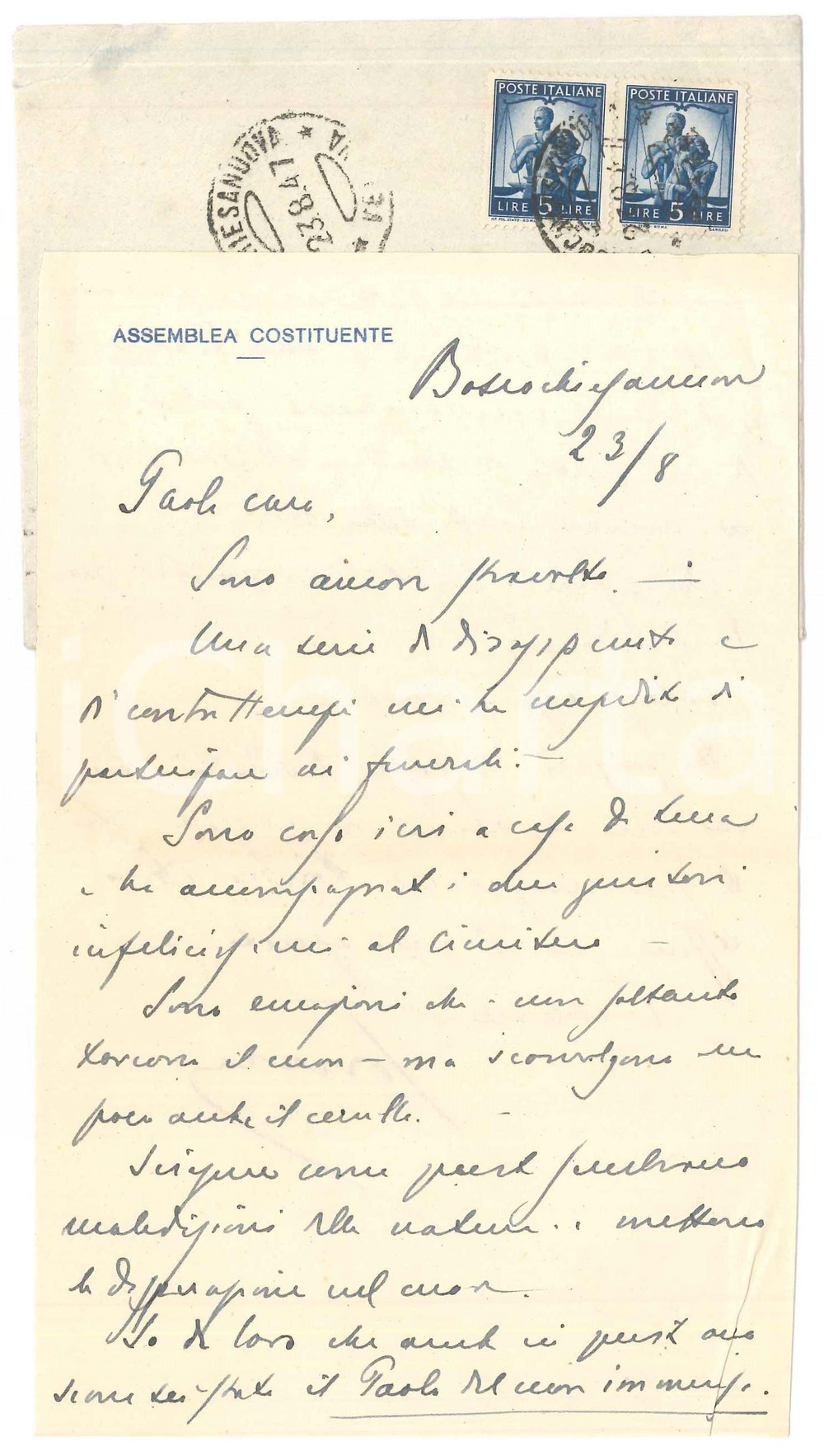 Autografo originale 1947 BOSCO CHIESANUOVA VR Lettera Antonio ALBERTI  AUTOGRAFO 1