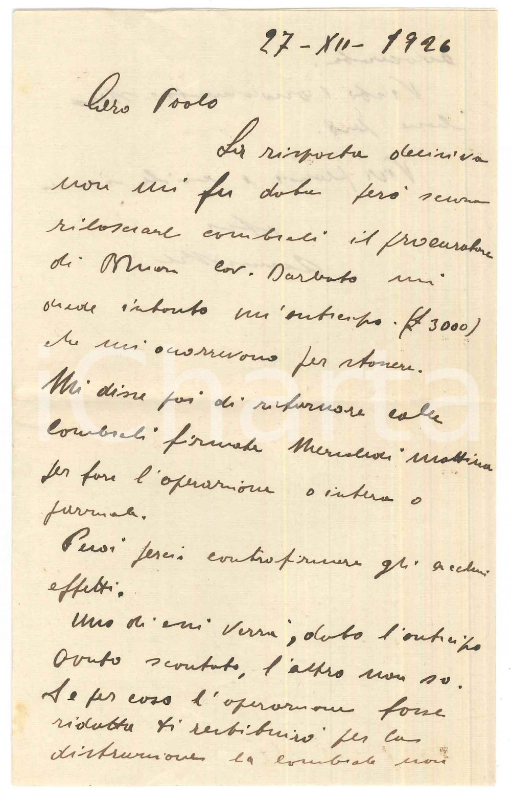 Autografo originale 1926 PADOVA Lettera Alessandro RE  Fornace di MALCONTENTA Autografo 1