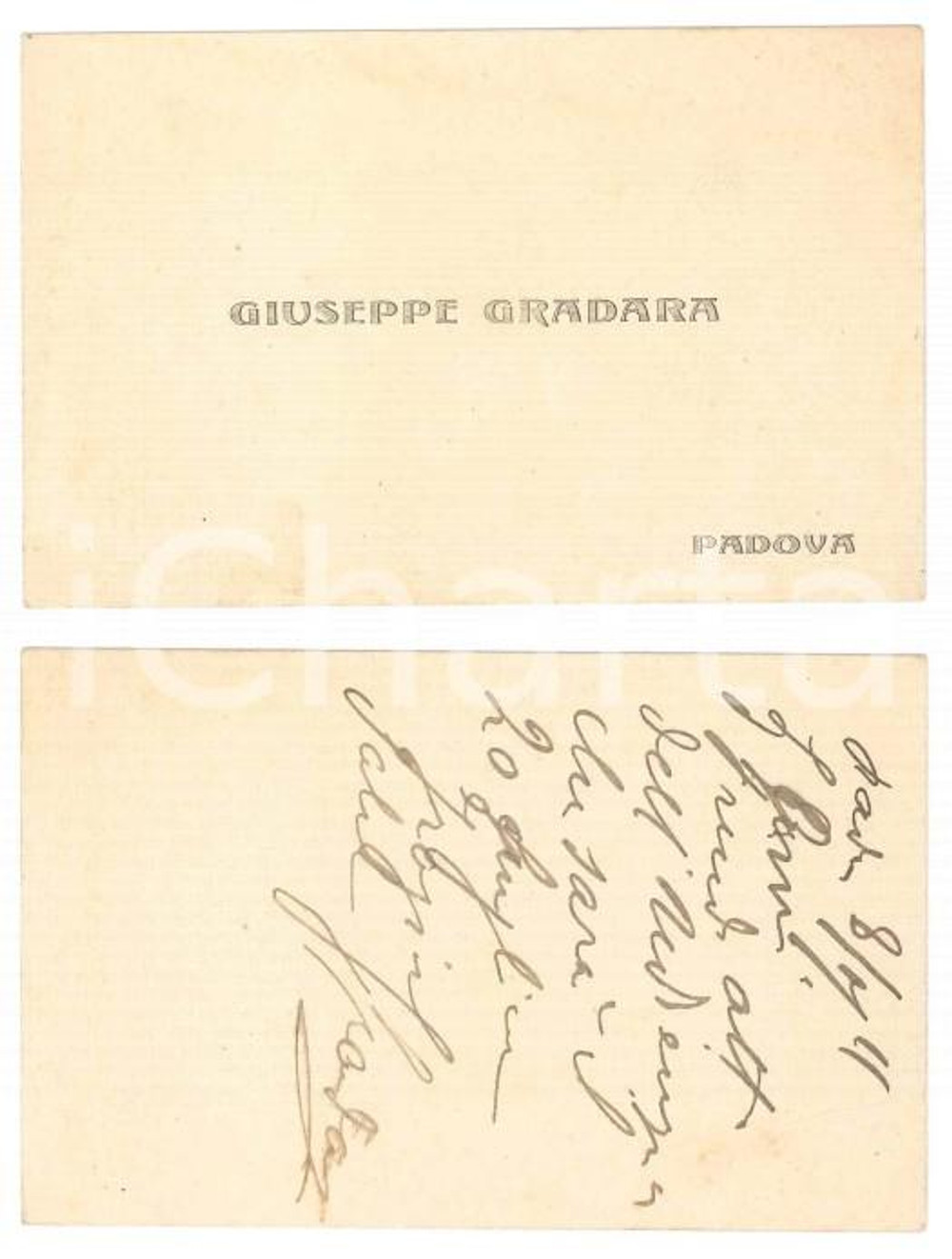Oggetto da collezione cartaceo 1911 PADOVA Giuseppe GRADARA  Biglietto da visita 1