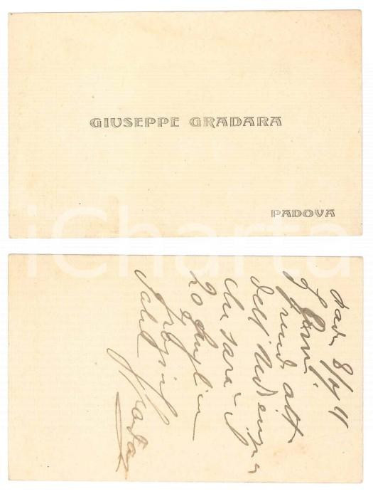 Oggetto da collezione cartaceo 1911 PADOVA Giuseppe GRADARA  Biglietto da visita 1
