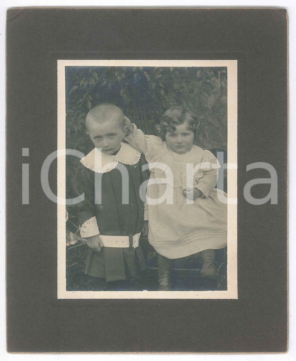 Fotografia d epoca originale 1913 MONTALTO PAVESE Giovanni e Dina ZONNI bambini  Ritratto  Foto 14x18 1