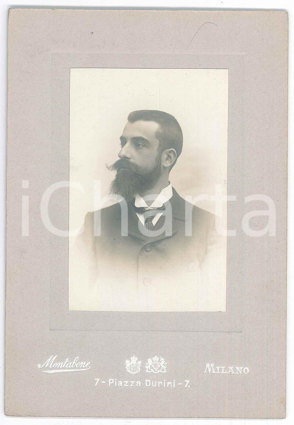 Fotografia d epoca originale 1915 ca MILANO Ritratto maschile con cravatta a righe  Foto MONTABONE 11x16 1