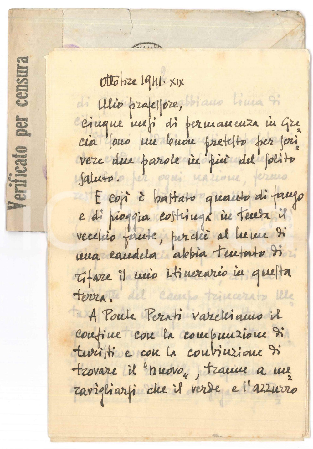 Autografo originale 1941 WW2 Lettera Luigi VECCHIONE in guerra in Grecia  Autografo 1