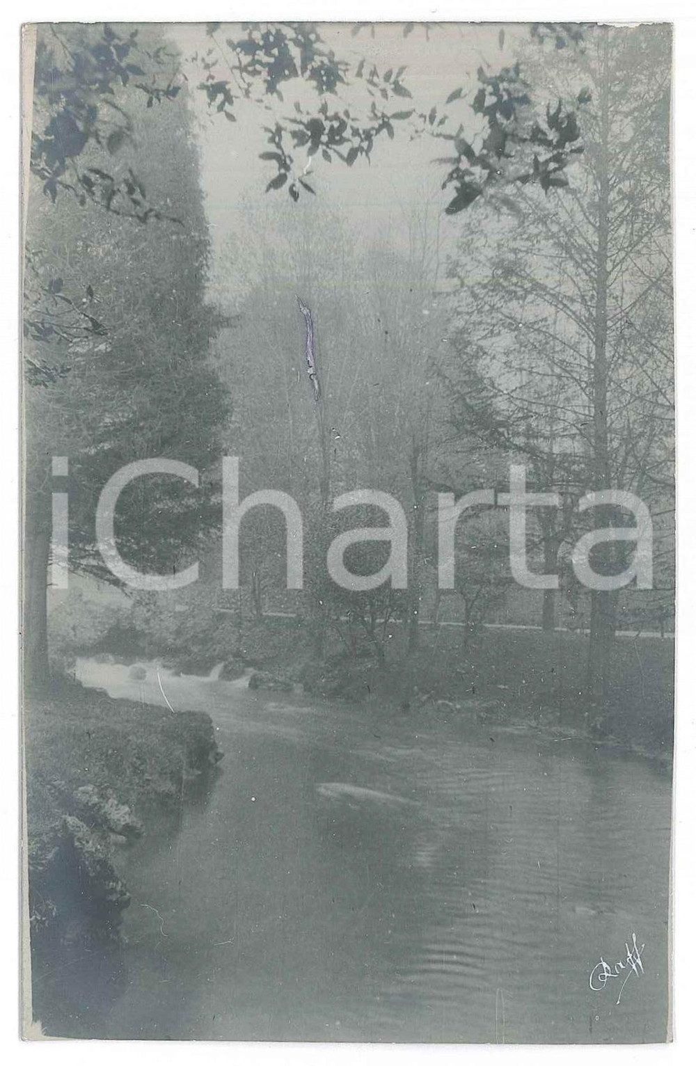 Fotografia d epoca originale 1910 ca MILANO Parco Sempione  Inverno nebbioso Foto artistica Luigi GUERRA 1