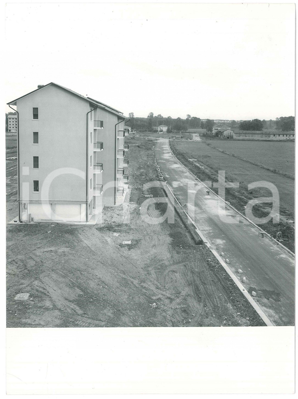 Fotografia d epoca originale 1960 ca PAVIA Quartiere CASCINA SCALA  Sistemazione strade 3 Foto 24x18 cm 1
