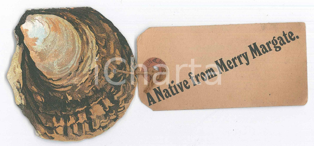 Oggetto da collezione cartaceo 1900 ca MARGATE UK Greeting card with views  Shell  Merry Margate 1