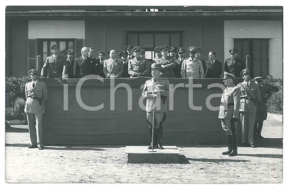 Fotografia d epoca originale 1950 ca NETTUNO RM Cerimonia militare  Foto BARATTONI 14x9 cm 1