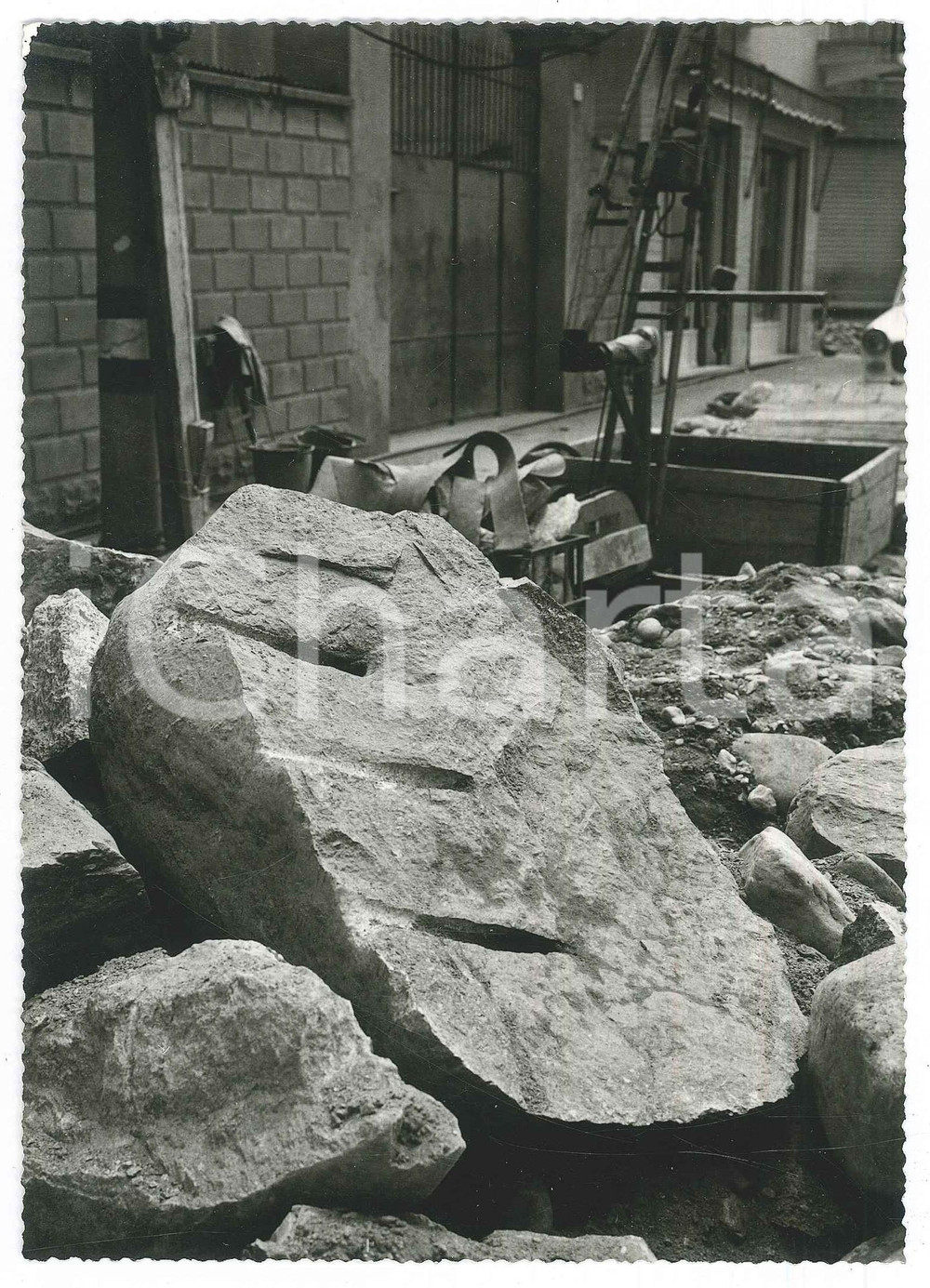 Fotografia d epoca originale 1967 ALPIGNANO TO Cantiere di scavo  Massi  Fotografia 13x18 cm 1