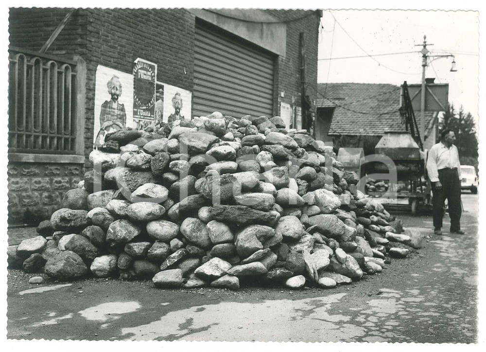 Fotografia d epoca originale 1967 ALPIGNANO TO Cantiere  Lavori stradali 1 Foto 18x13 cm 1