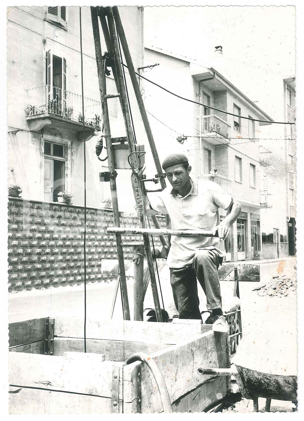 Fotografia d epoca originale 1967 ALPIGNANO TO Cantiere  Lavori stradali 10 Foto ANIMATA 13x18 cm 1