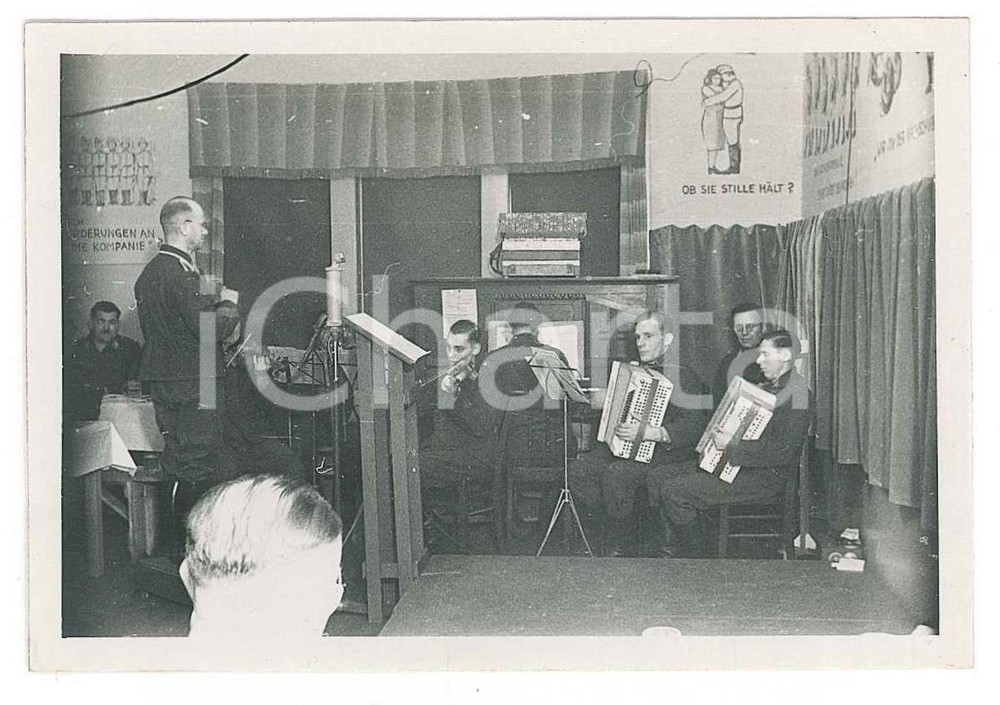 Fotografia d epoca originale 1940 ca WW2 GERMANIA Orchestrina militare Fotografia 9x6 cm 1