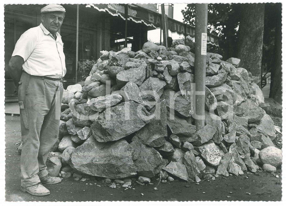 Fotografia d epoca originale 1967 ALPIGNANO TO Cantiere  Lavori stradali  Bar Italia Foto 18x13 cm 1