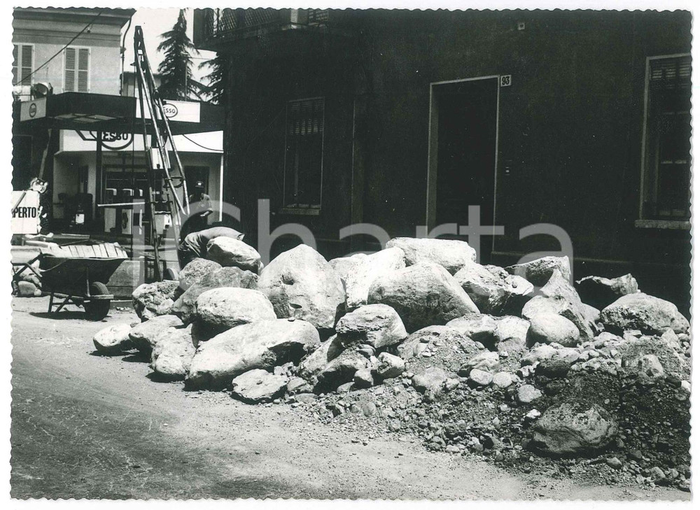 Fotografia d epoca originale 1967 ALPIGNANO TO Cantiere  Lavori stradali 3 Foto 18x13 cm 1
